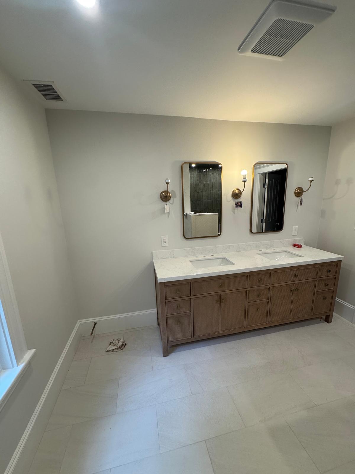 Master bathroom — double vanity with quartz countertop